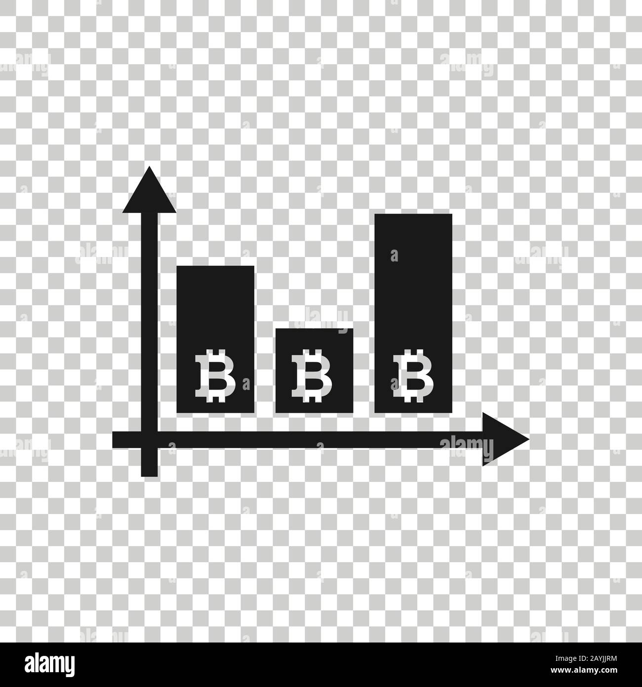 Bitcoin growth icon in flat style. Blockchain vector illustration on ...