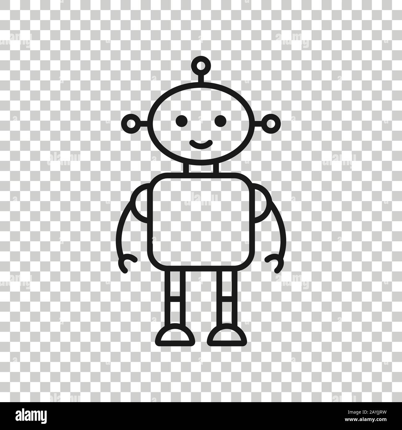 Cute robot chatbot icon in flat style. Bot operator vector illustration on white isolated background. Smart chatbot character business concept. Stock Vector