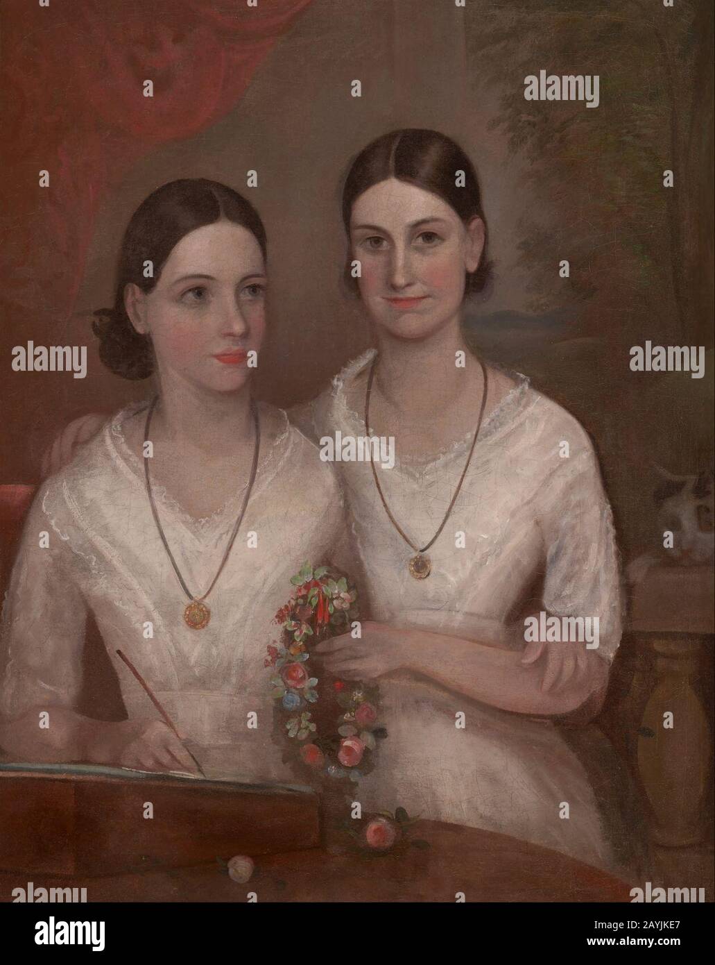 Frederick Strange - Misses Isabella and Fanny, daughters of the Reverend William Browne Stock Photo