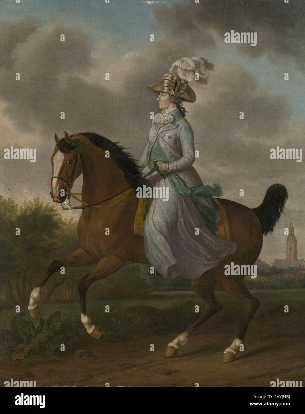 Frederika Sophia Wilhelmina van Pruisen (1751-1820). Echtgenote van prins Willem V, te paard Stock Photo