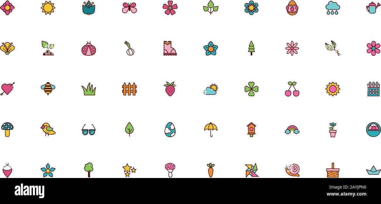 bundle of spring set flat icons Stock Vector Image & Art - Alamy
