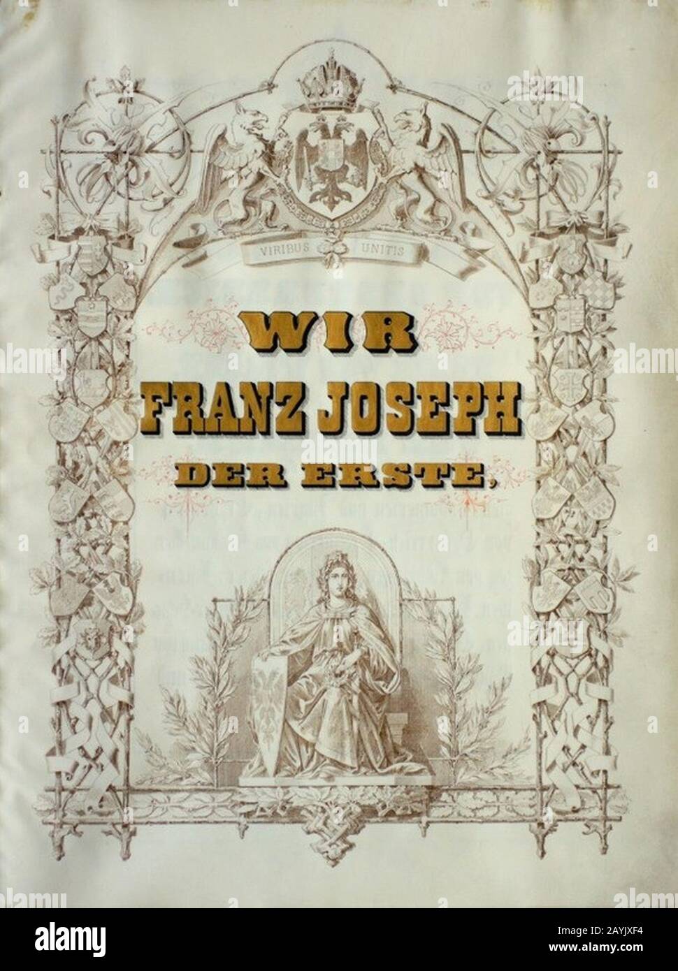 Freiherrenstandsdiplom - Albin von Vetsera 1870 - Seite 1. Stock Photo