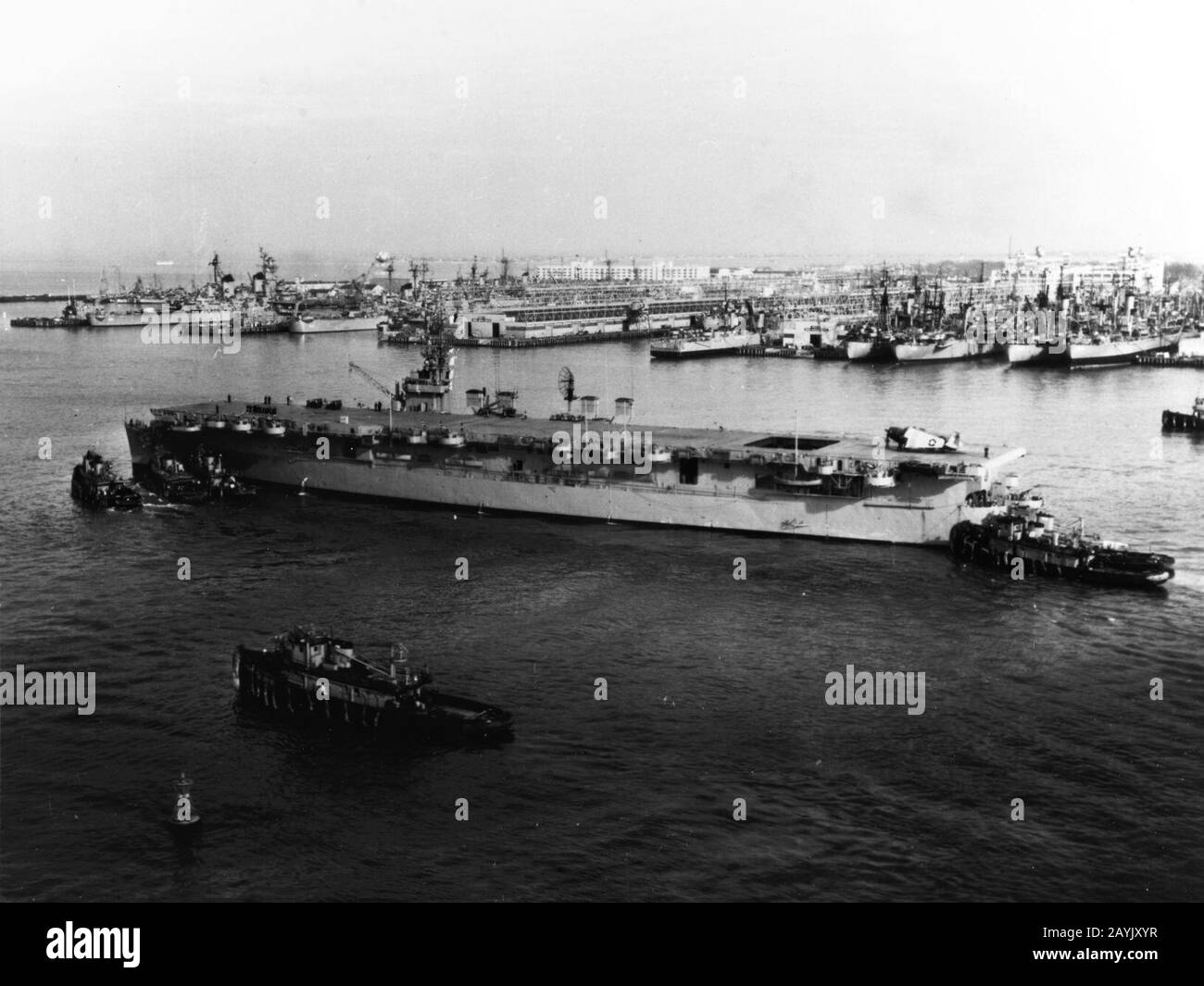 French aircraft carrier Bois Belleau (R97) at Naval Station Norfolk, in ...