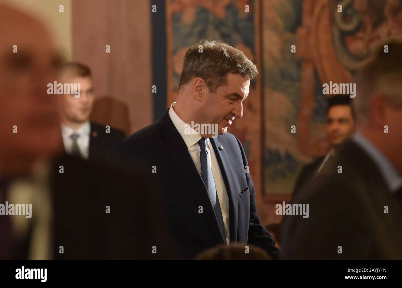 Munich, Germany. 15th Feb, 2020. Markus Söder (CSU), Prime Minister of Bavaria, will attend the traditional dinner for the participants of the Munich Security Conference in the Kaisersaal of the Munich Residence. Credit: Felix Hörhager/dpa/Alamy Live News Stock Photo