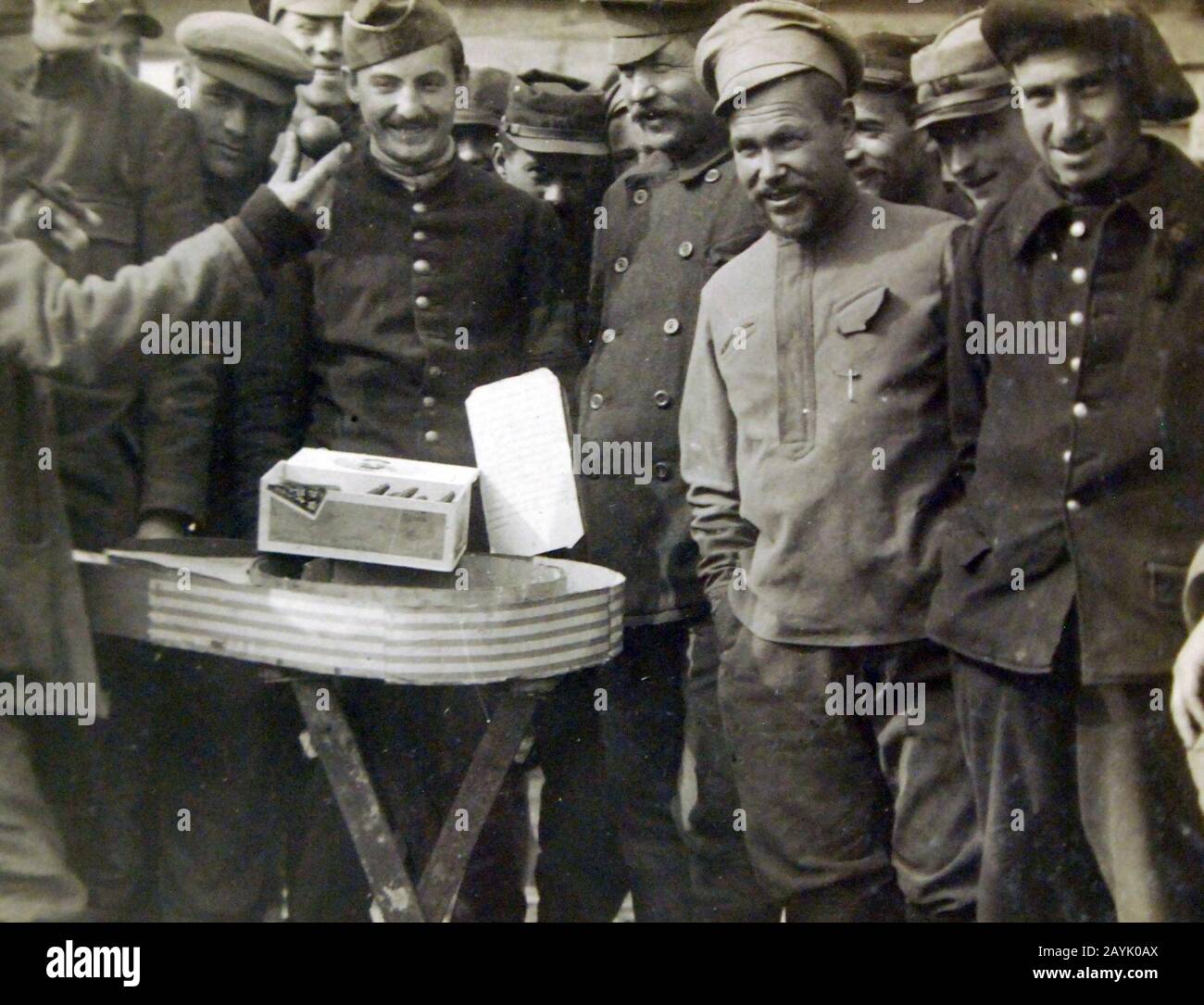 French Prisoners of War playing a game, WWI (32967745801 Stock Photo ...