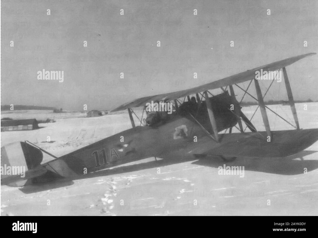 French Salmson Reconnaissance Plane Solar Eclipse. Stock Photo