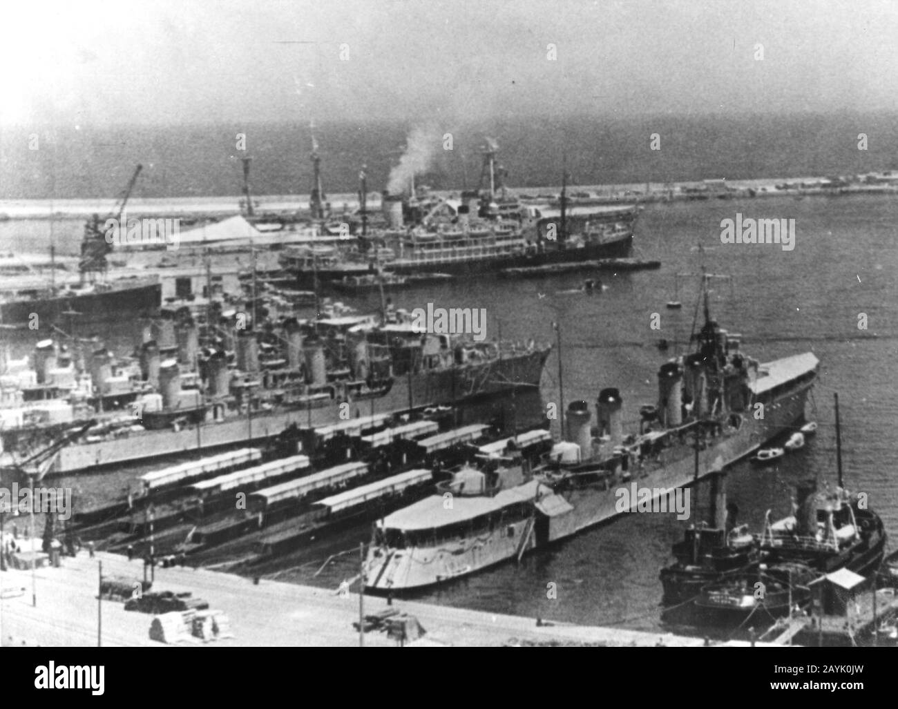French Warships at Algiers in the later 1930s. Stock Photo