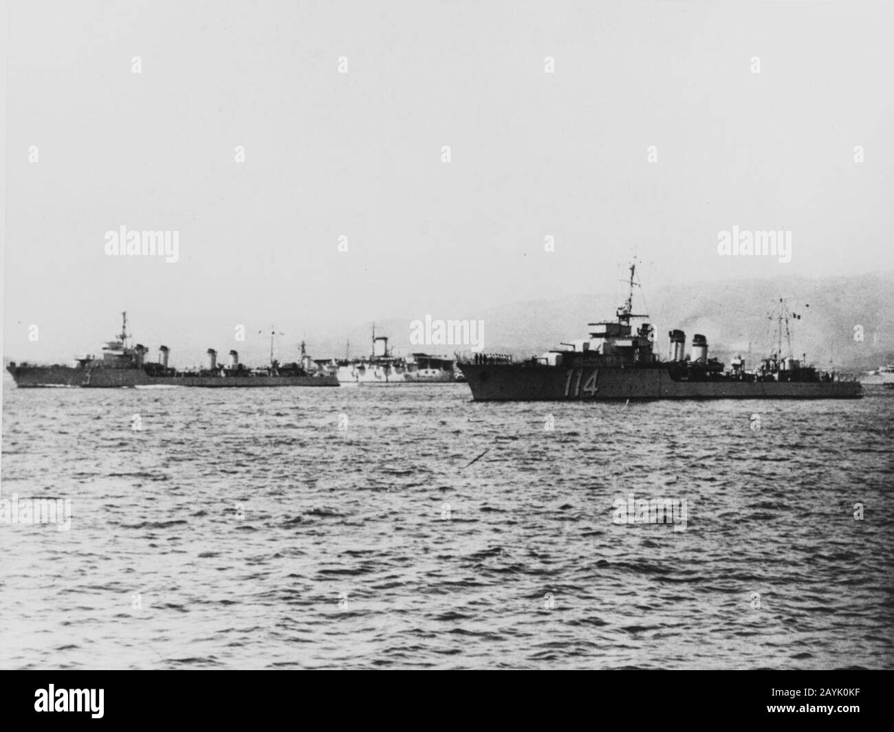 French warships off Toulon, France, circa 1931-1934. Stock Photo