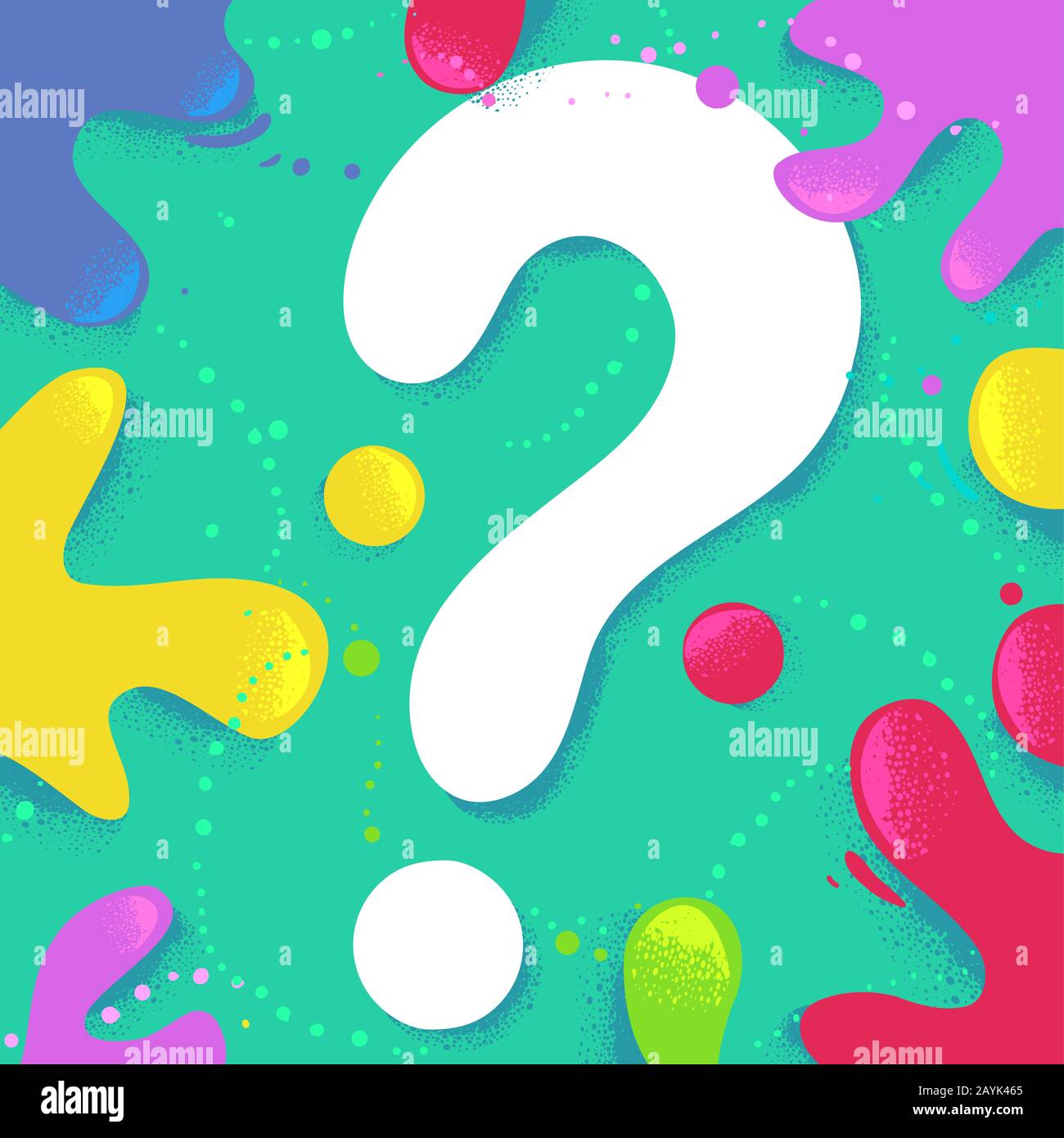 Illustration of a Question Mark with Paint Splats Around Stock Photo