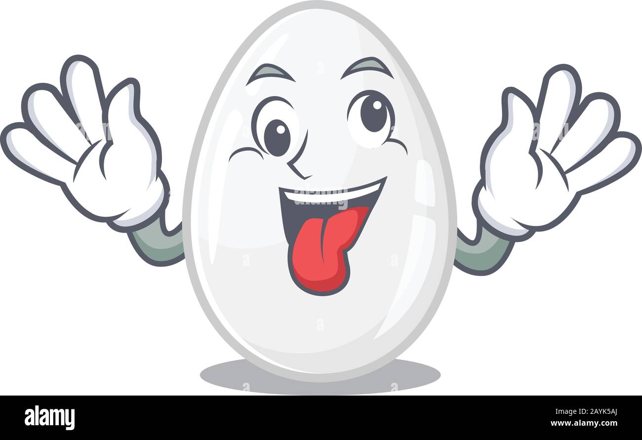 Cute Sneaky White Egg Cartoon Character With A Crazy Face Stock Vector Image Art Alamy