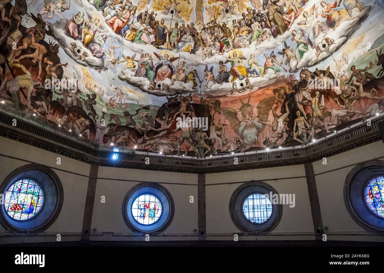 The dome interior fresco, Last Judgement, by Vasari. Completed