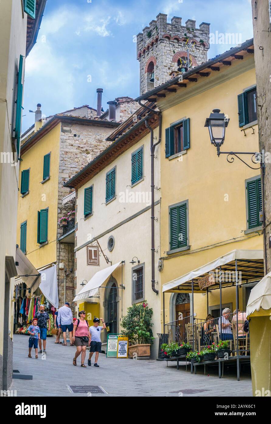 the medieval town of Radda in Chianti, characterized by narrow streets and tower buildings, Chianti Region, Tuscany, Italy Stock Photo