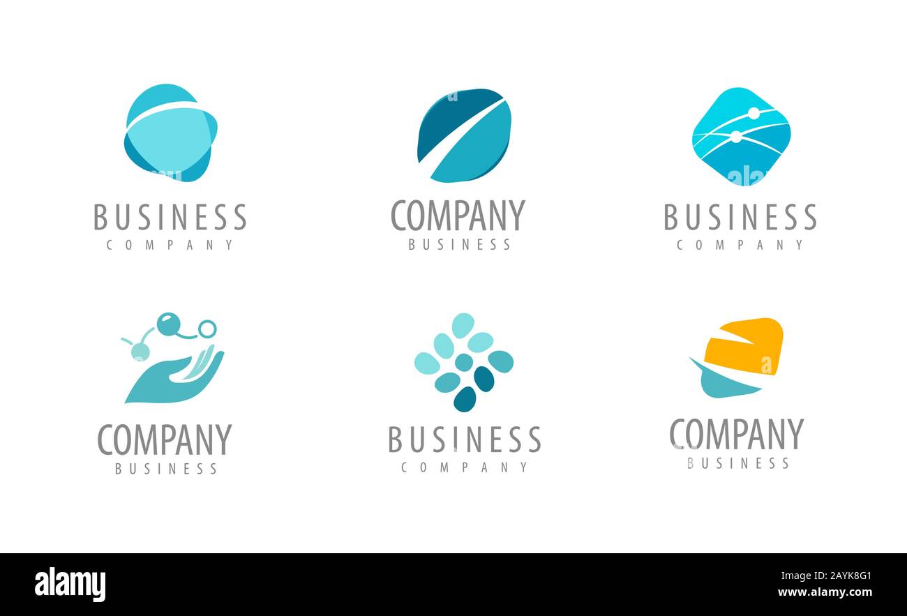 Business set of abstract colorful logos. Icons vector Stock Vector