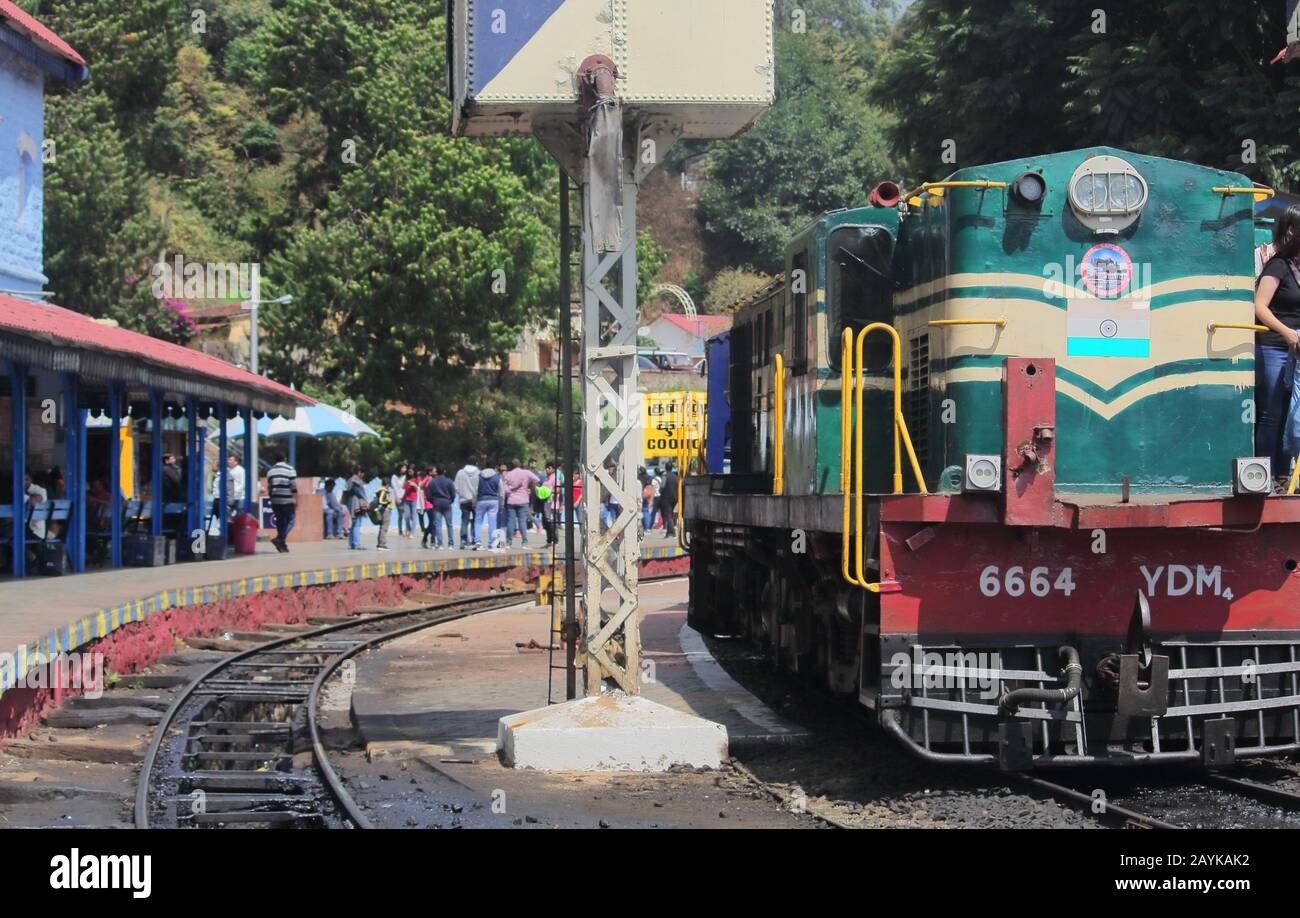 nilgiri mountain toy train (ooty toy train) at coonoor station, tamilnadu in india Stock Photo