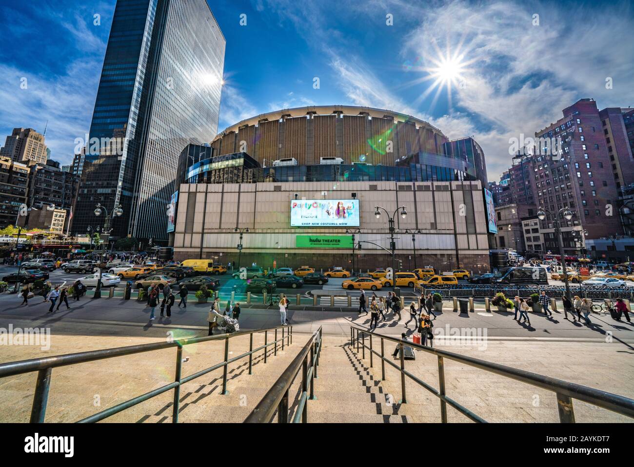 NEW YORK, USA - OCTOBER 13: This is a view of Madison Square Garden outside Penn Station on 8th Avenue on October 13, 2019 in New York Stock Photo