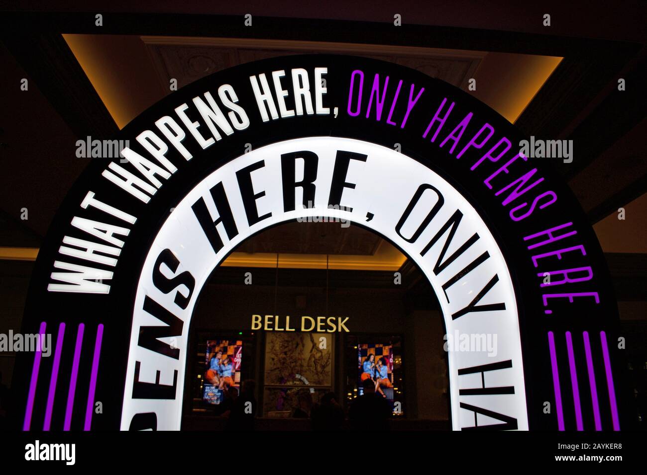 New Las Vegas Slogan, Motto, Theme: "What Happens Here, Only Happens Here,  a Lighted Display in Las Vegas, Nevada Stock Photo - Alamy
