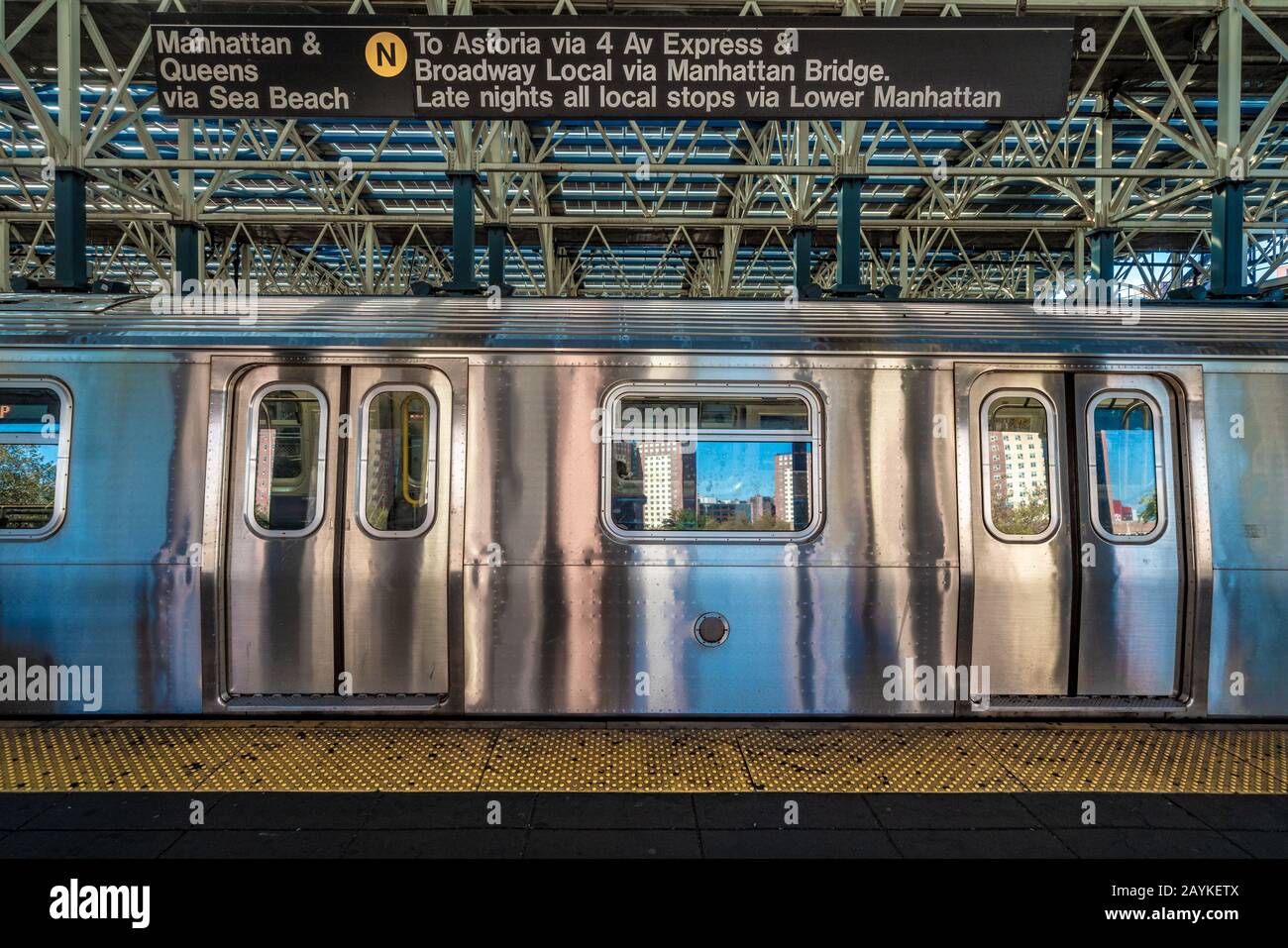 NEW YORK, USA OCTOBER 14 Manhattan bound train waiting to leave at