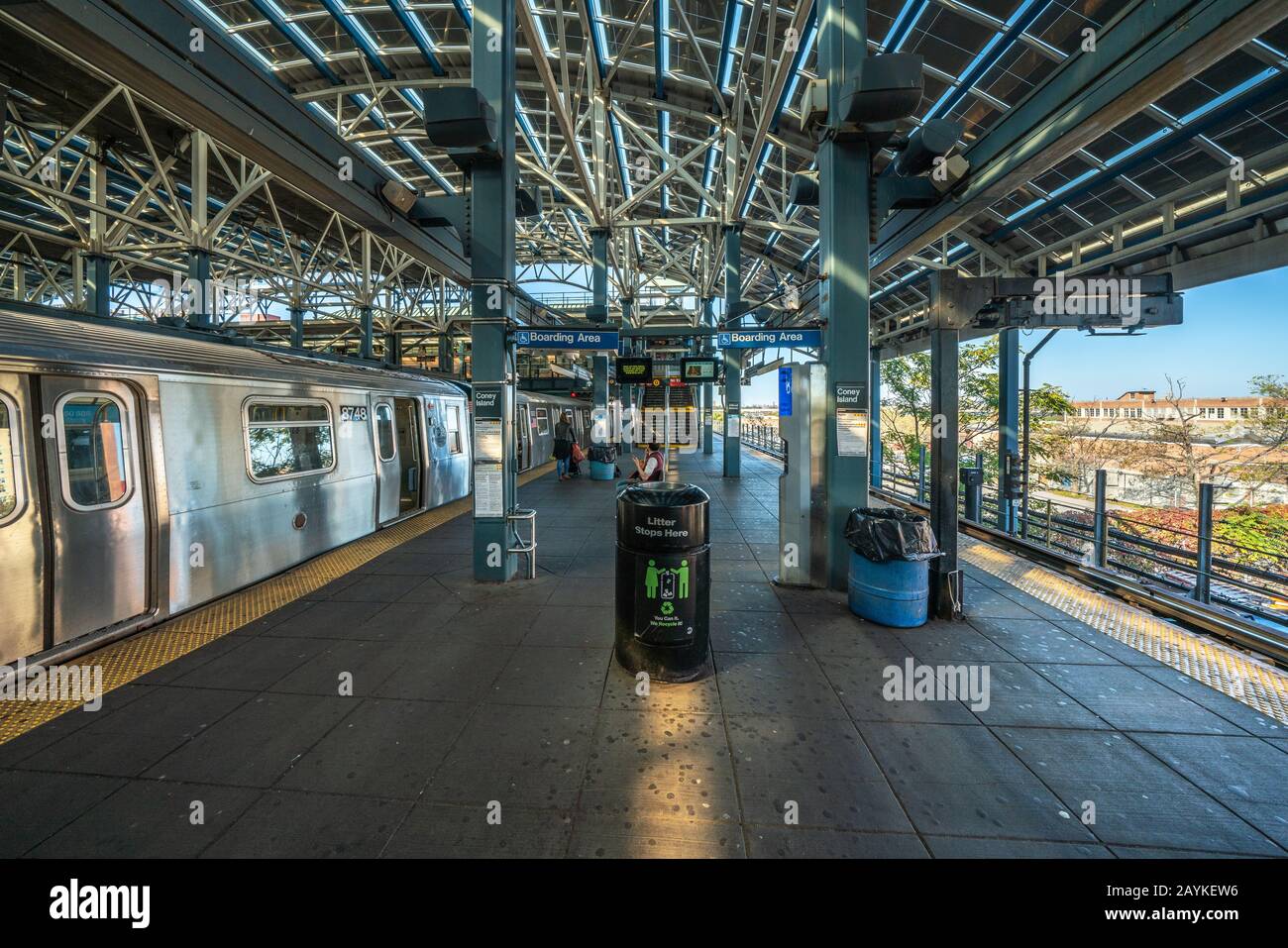 NEW YORK, USA - OCTOBER 14: This is a view of the subway platform at Coney Island station on October 14, 2019 in New York Stock Photo