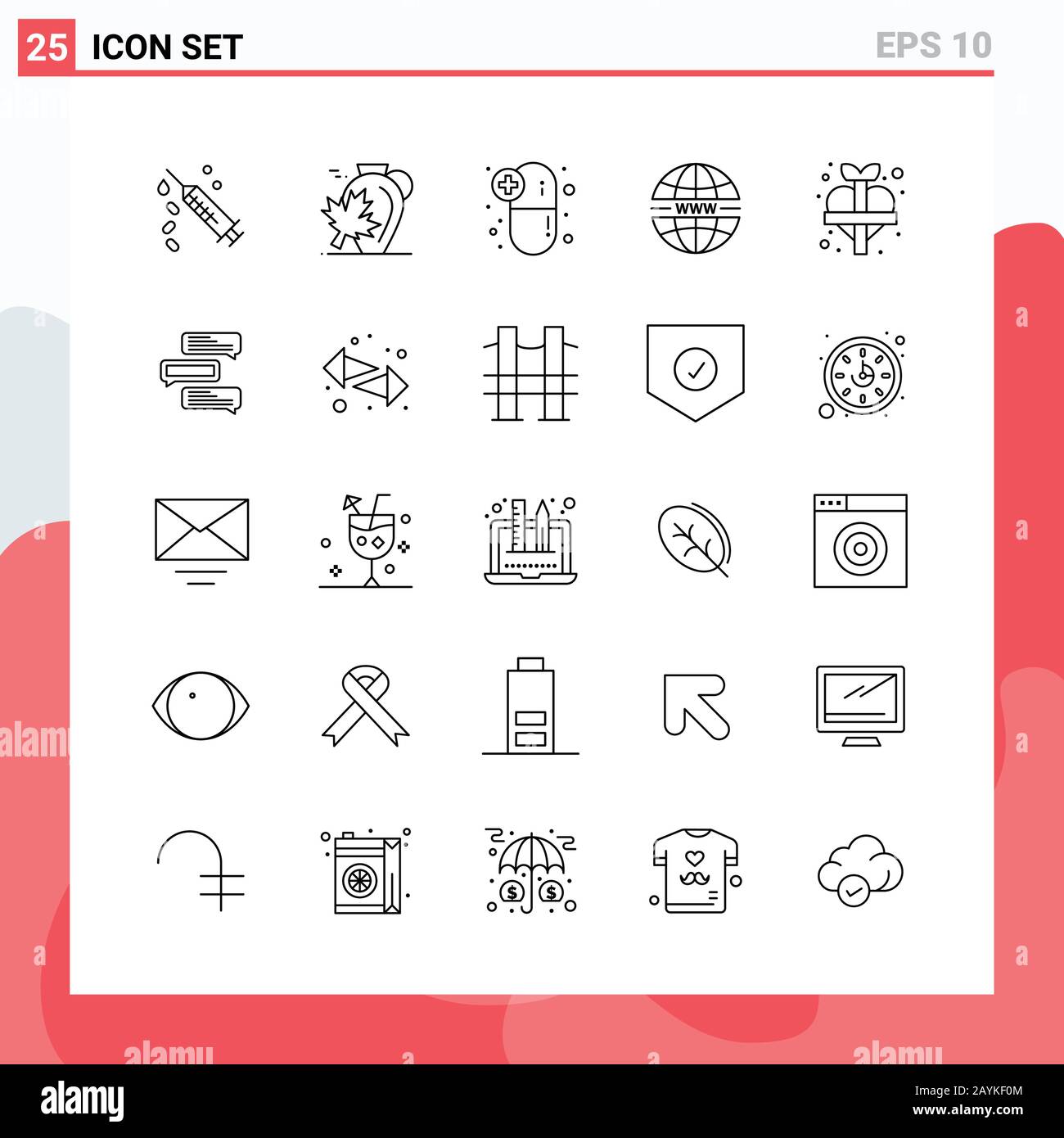Collection of 25 Vector Icons in Line style. Modern Outline Symbols for