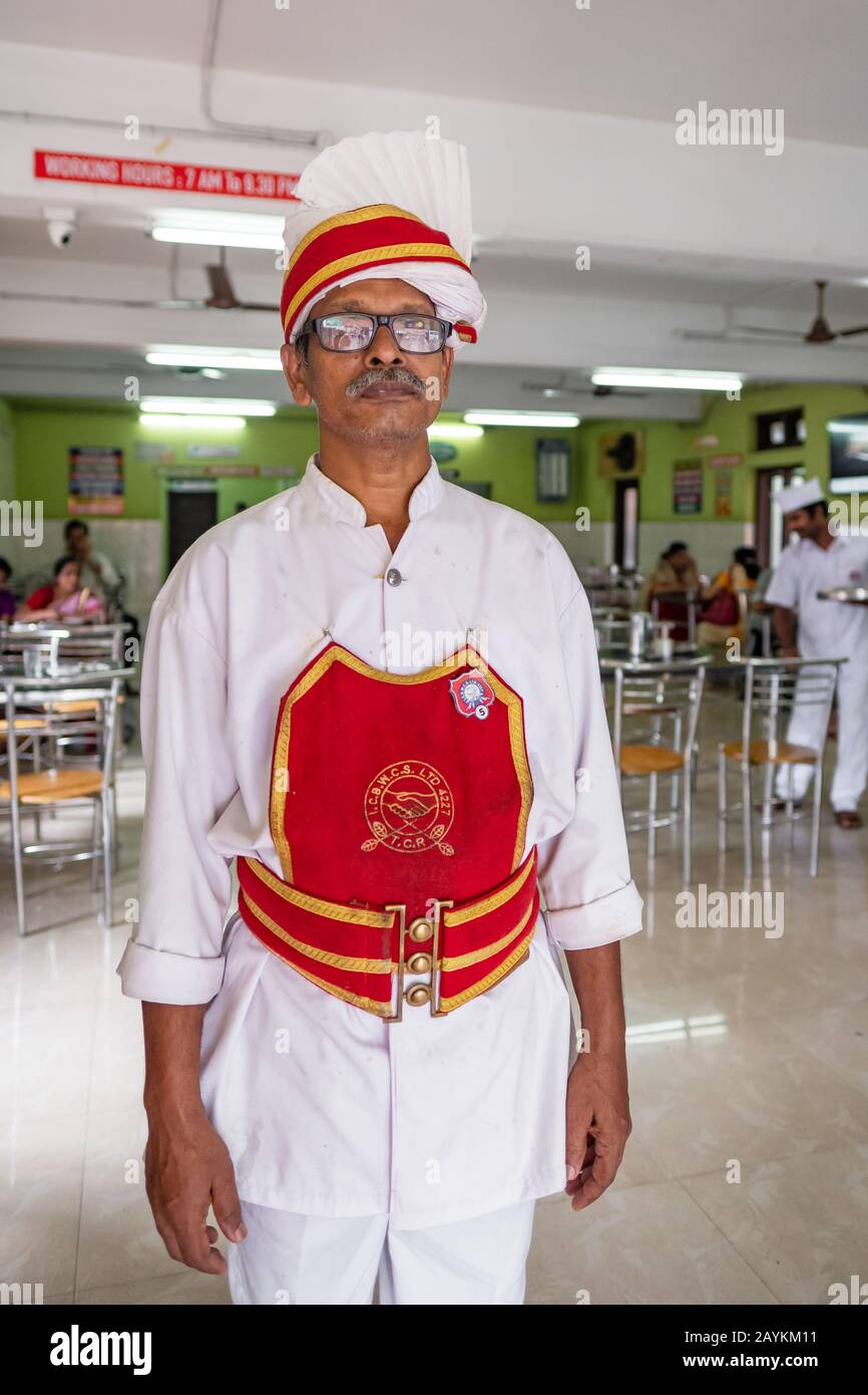 Portrait of waiter from Indian coffee house traditional restaurant Stock Photo