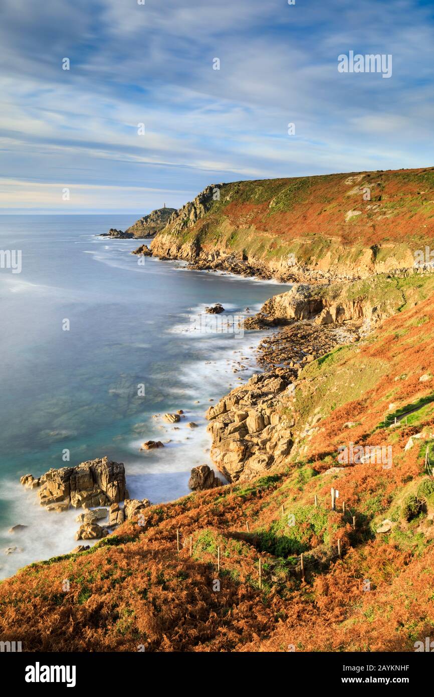 The view north from Carn Leskys near St Just in Cornwall. Stock Photo