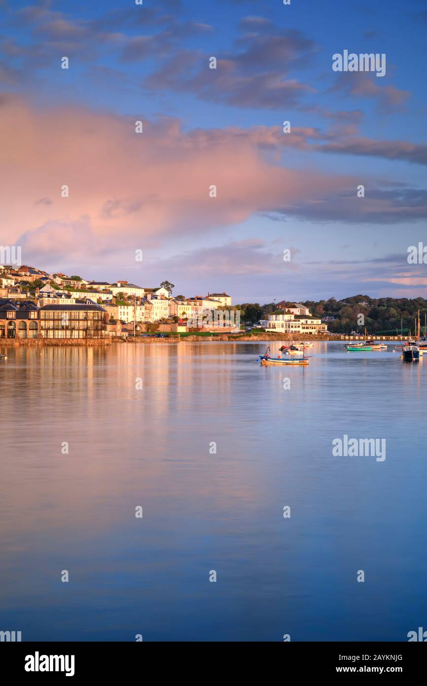 Falmouth Harbour captured t sunrise from the Prince of Wales Pier. Stock Photo