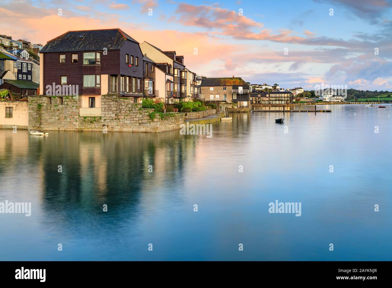 Falmouth Harbour captured t sunrise from the Prince of Wales Pier. Stock Photo