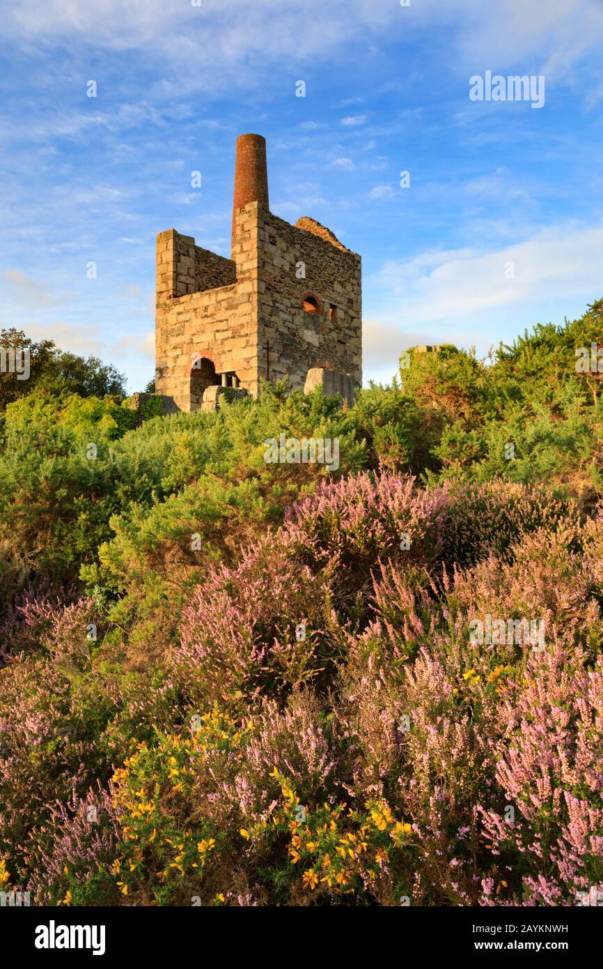 A engine house at Wheal Peevor in Cornwall Stock Photo