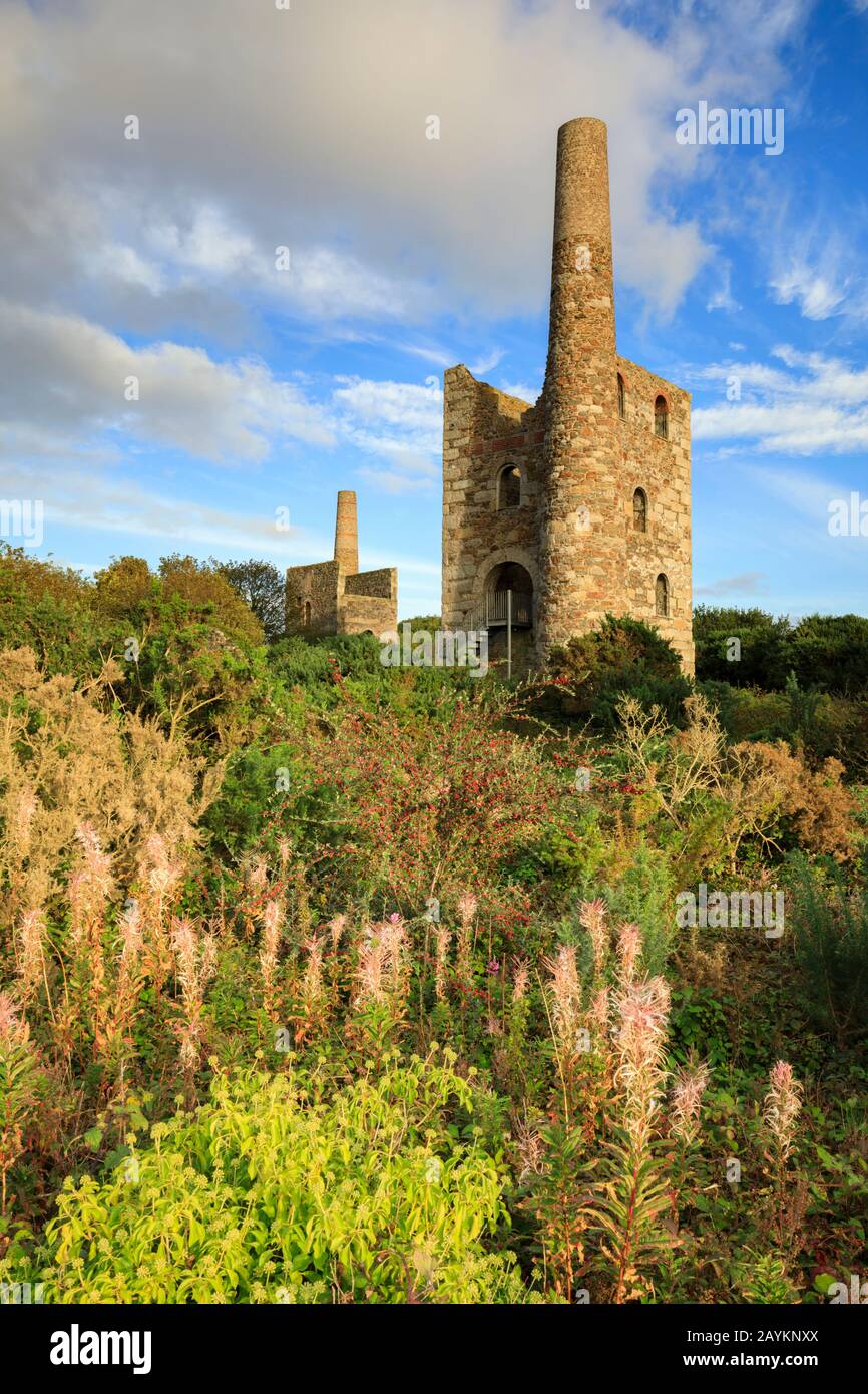 Engine Houses at Wheel Peevor, near Redruth in Cornwall Stock Photo