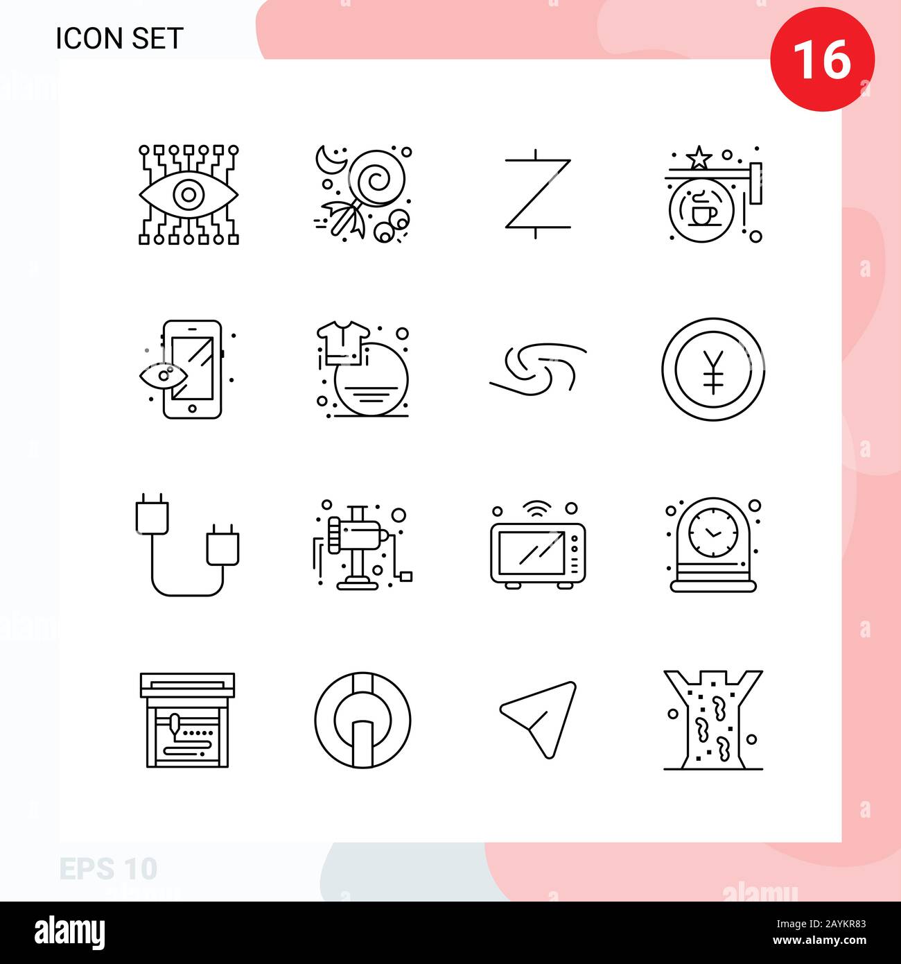 Vector Pack of 16 Icons in Line Style. Creative Outline Pack isolated ...