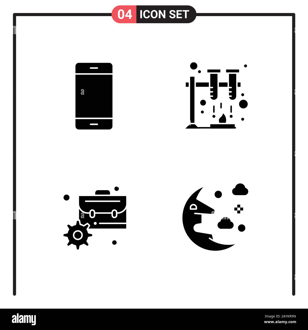 Set of 4 Solid Style Icons for web and mobile. Glyph Symbols for print