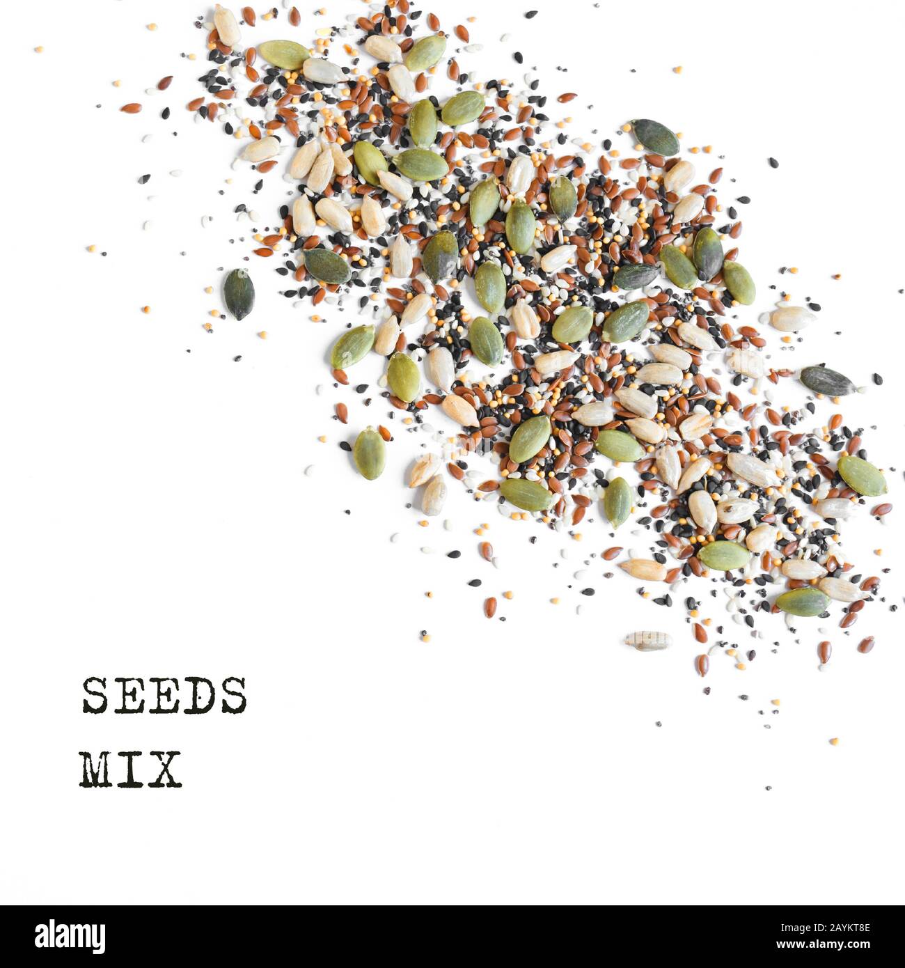 Healthy Seeds Mix for Salads and healthy dishes. Pile of mixed seeds