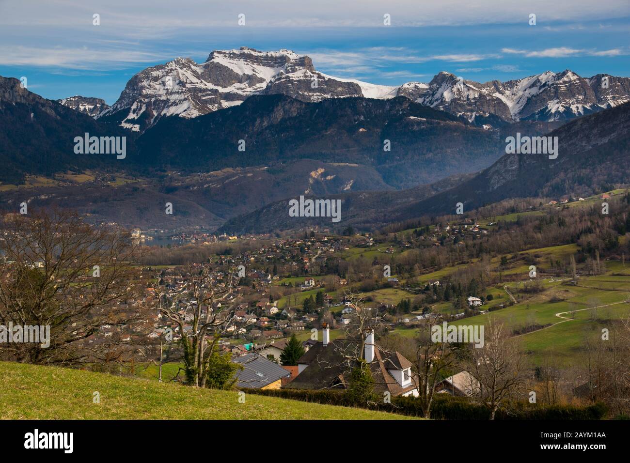 View to Saint Jorioz at the Annecy lake in the french alps Stock Photo