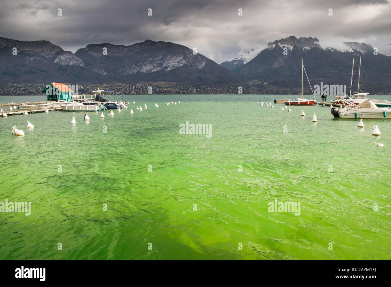 Annecy lake in the french alps Stock Photo