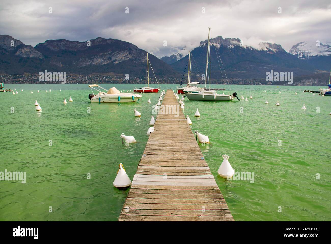 Annecy lake in the french alps Stock Photo