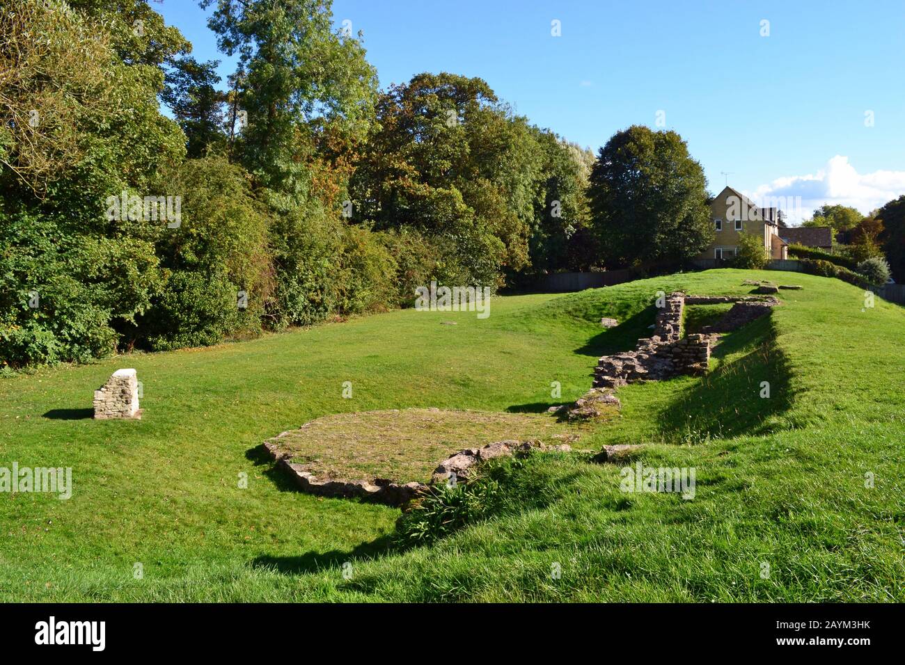 Part of the Roman Town wall remains in Cirencester Abbey Park and Gardens, Cirencester, England, Gloucestershire, UK Stock Photo