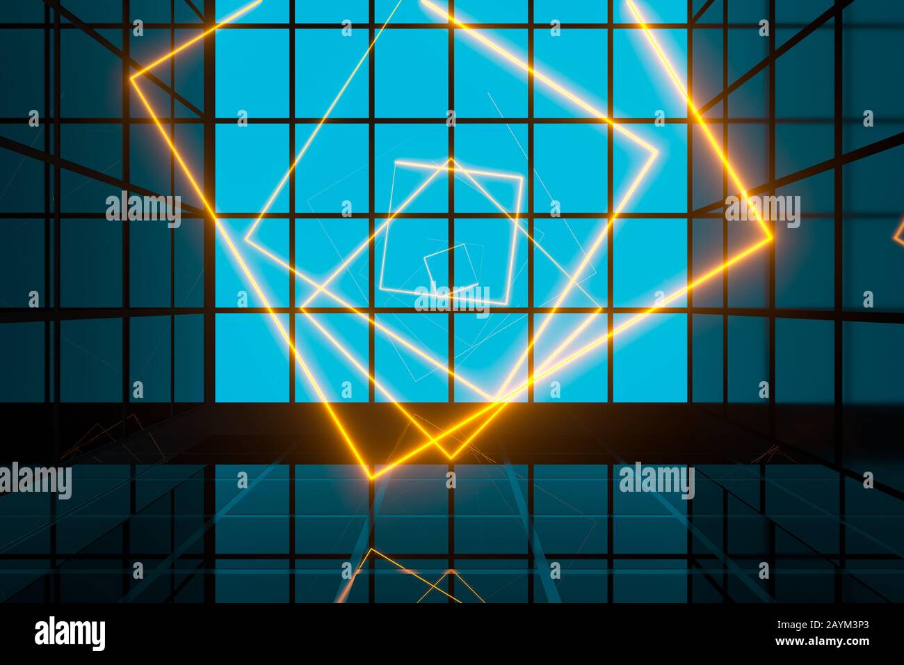 Blue neon laser squares technology hi-res stock photography and images ...