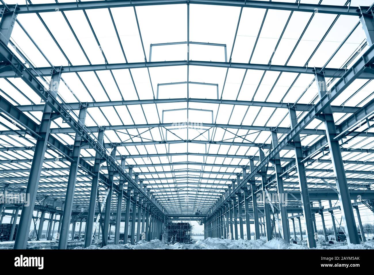 In the construction site, steel structure is under construction Stock ...