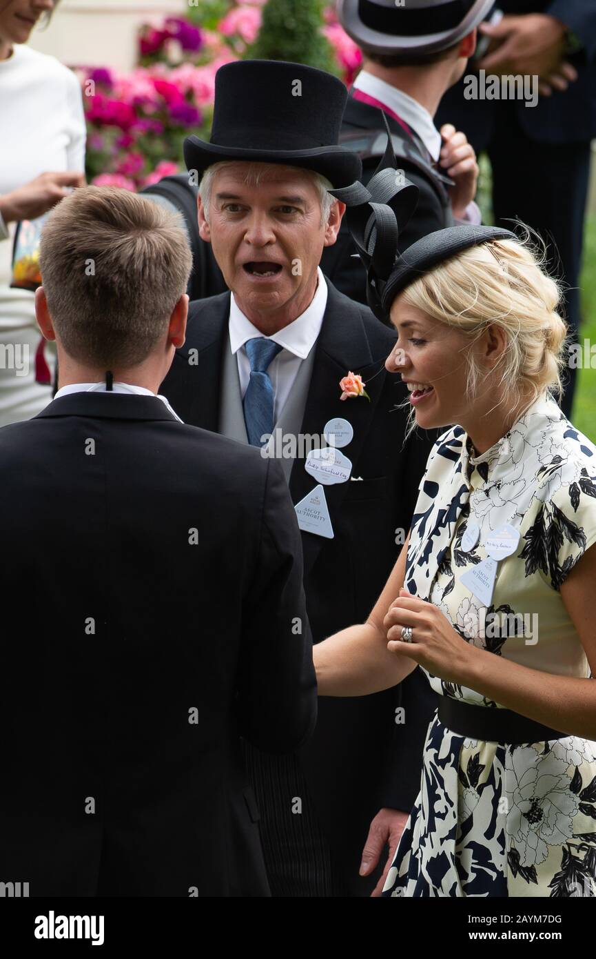 Day Four, Royal Ascot, Ascot, Berkshire, UK. 23rd June, 2017. ITV This Morning Television presenters Phillip Schofield and Holly Willoughby enjoying Royal Ascot. Credit: Maureen McLean/Alamy Stock Photo
