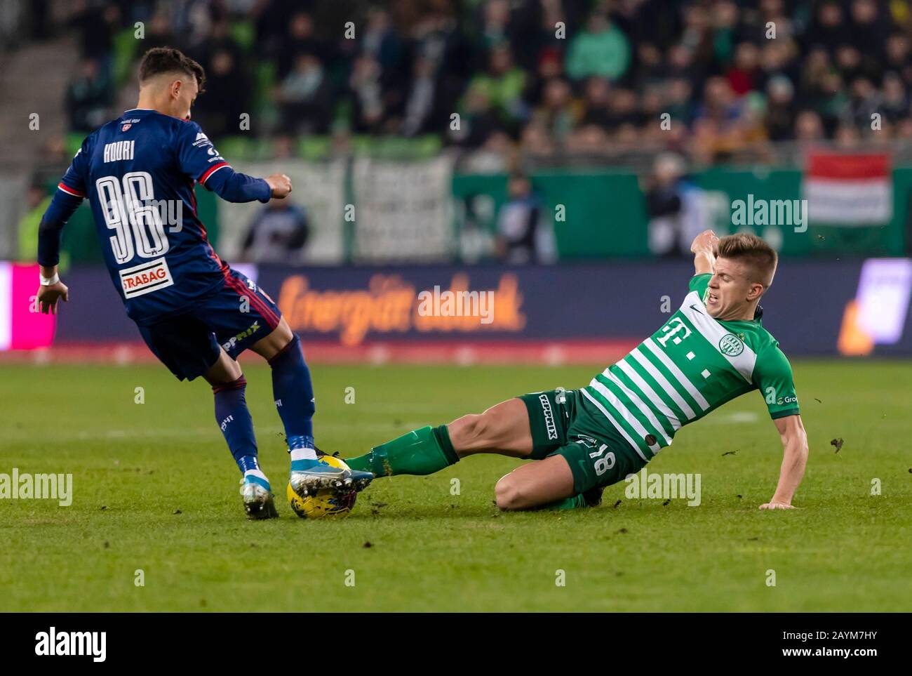 BUDAPEST, HUNGARY - APRIL 2: Krisztian Lisztes of Ferencvarosi TC  celebrates with teammates after scoring a goal during the Hungarian OTP  Bank Liga match between Ferencvarosi TC and MOL Fehervar FC at