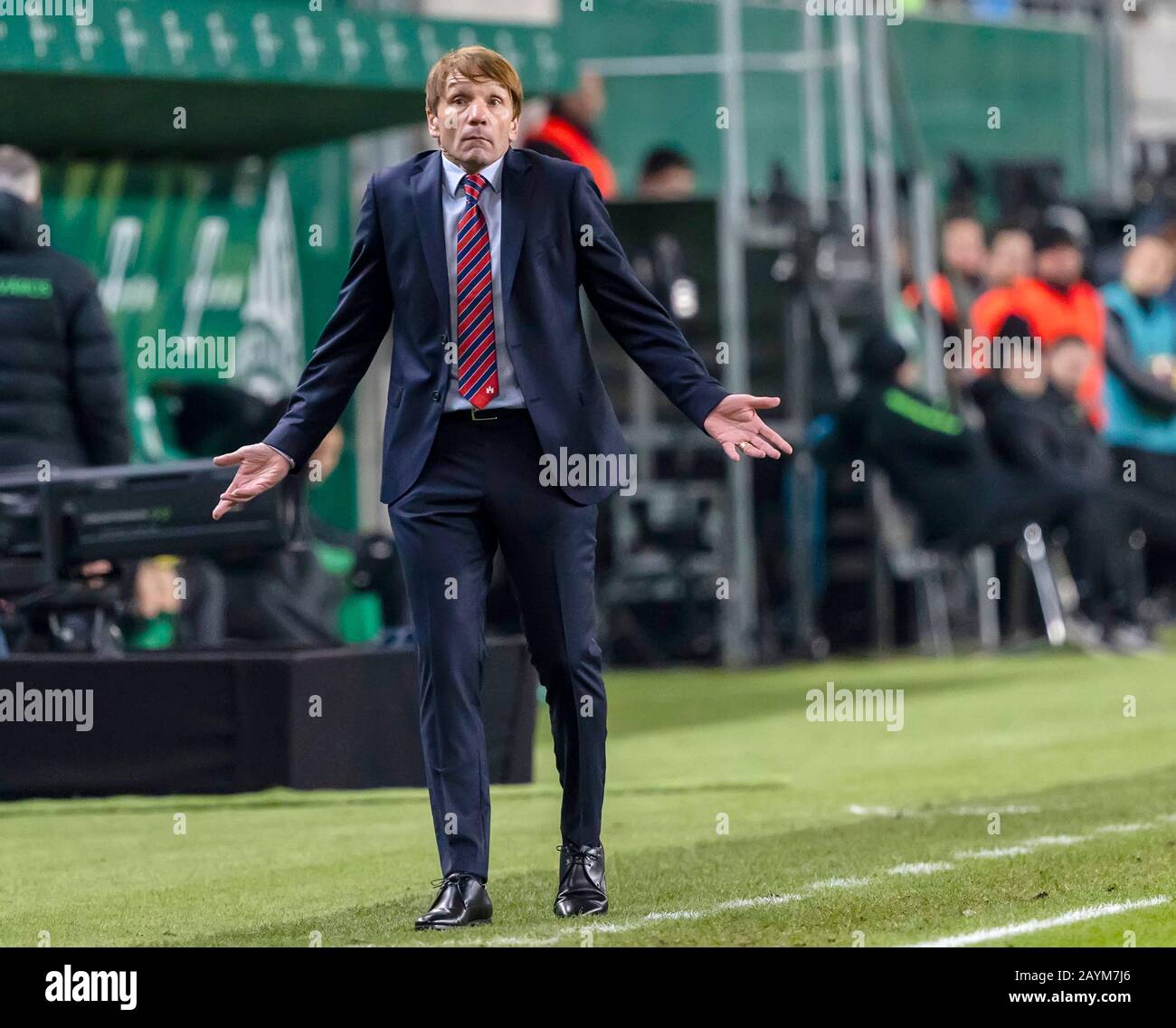 BUDAPEST, HUNGARY - FEBRUARY 15: (l-r) Miha Blazic of Ferencvarosi