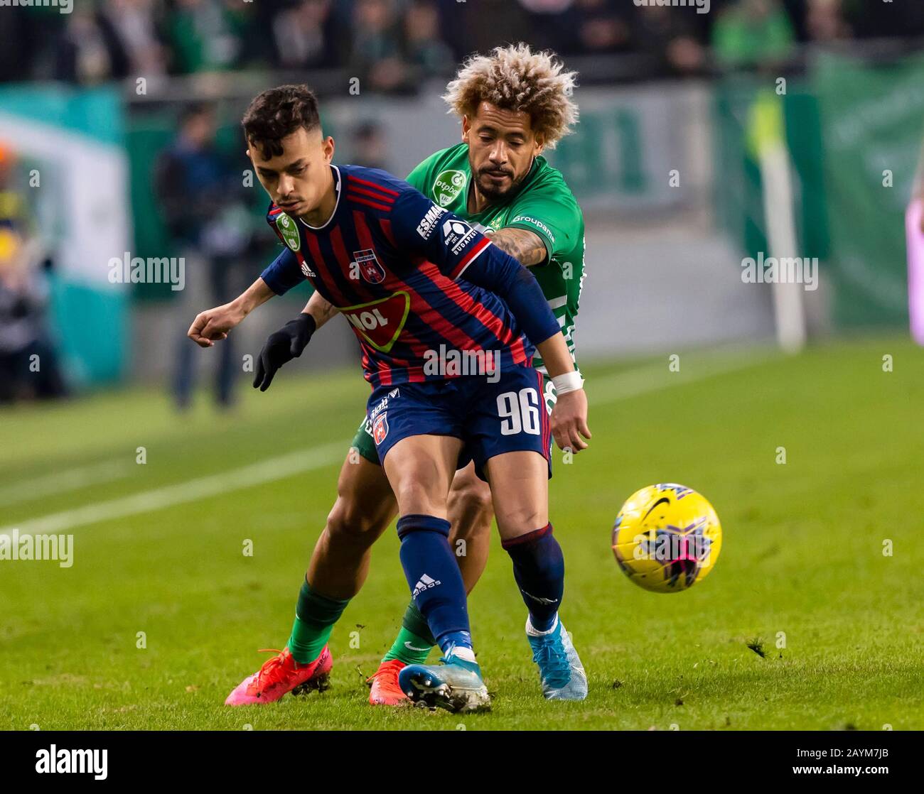 BUDAPEST, HUNGARY - FEBRUARY 15: (r-l) Kenneth Otigba of