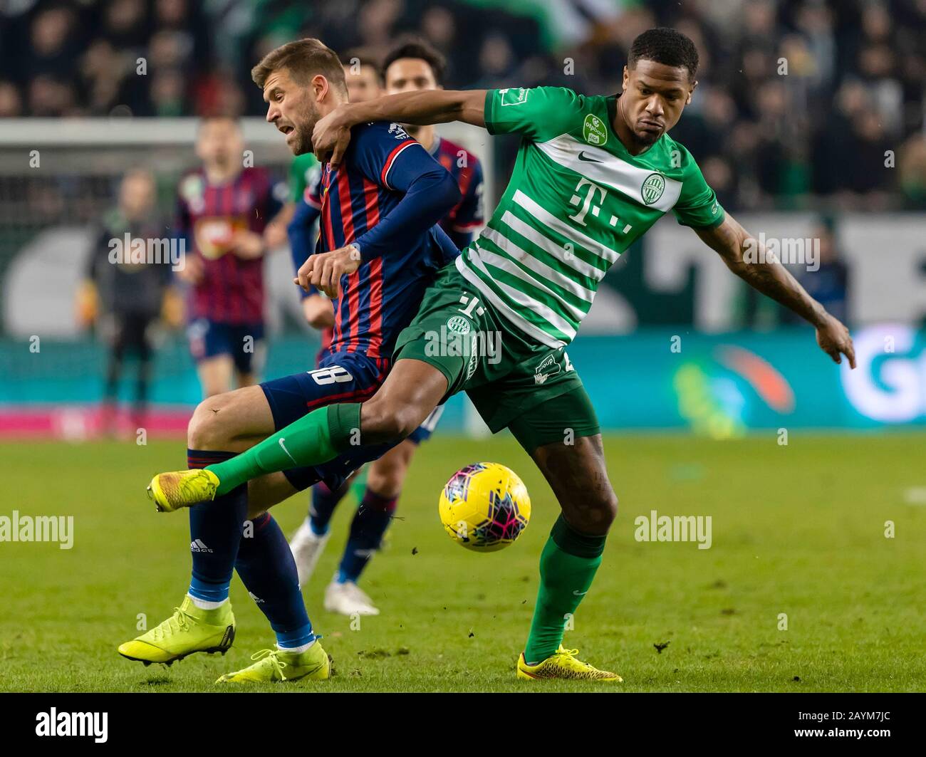 BUDAPEST, HUNGARY - FEBRUARY 15: (r-l) Kenneth Otigba of