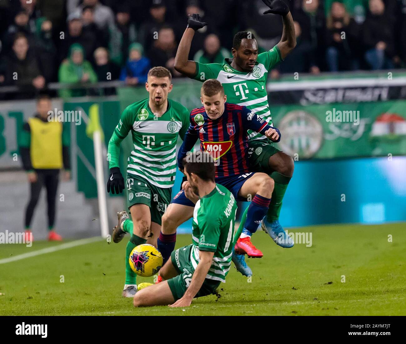 BUDAPEST, HUNGARY - FEBRUARY 15: (r-l) Isael da Silva Barbosa of