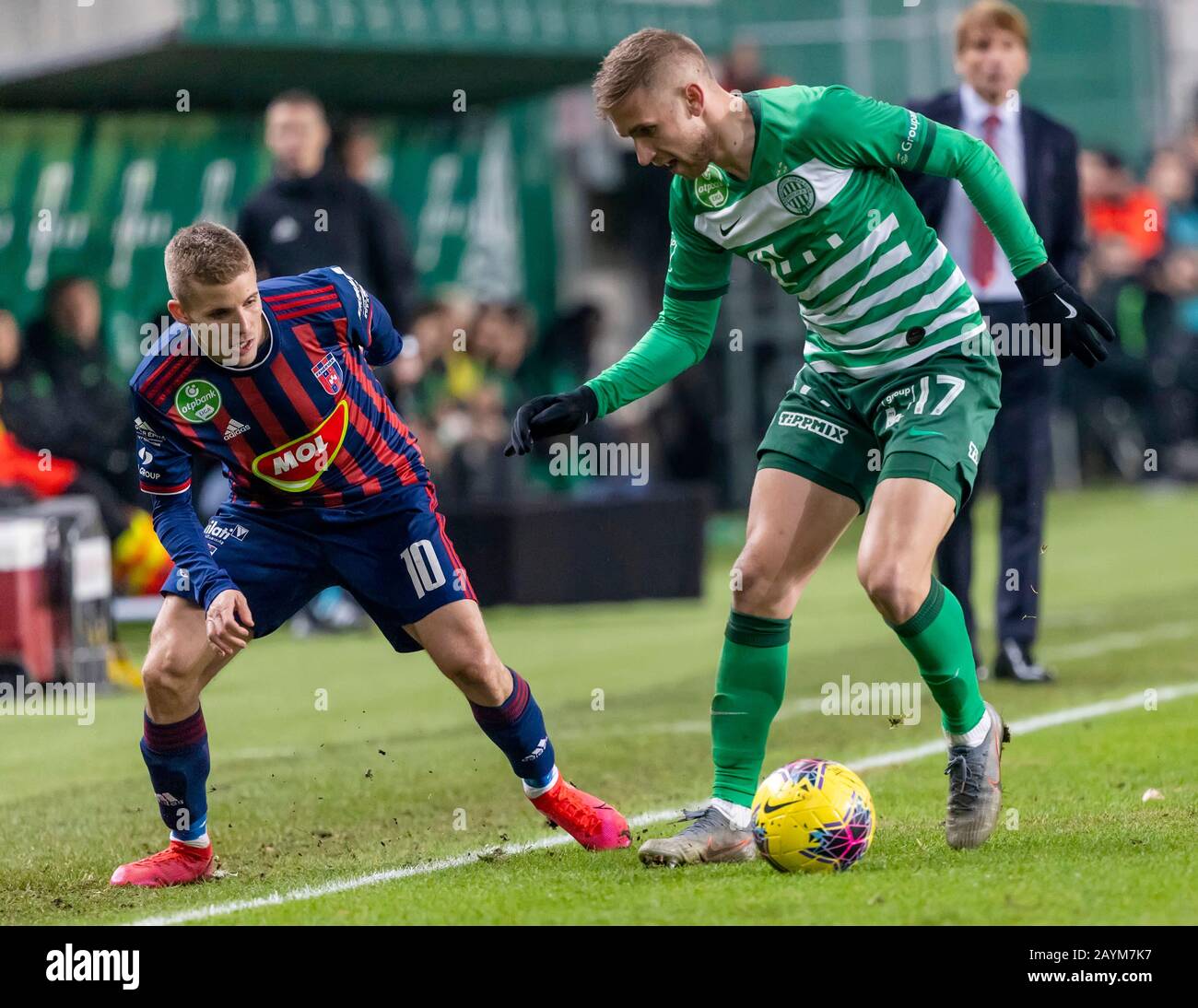 BUDAPEST, HUNGARY - FEBRUARY 15: (r-l) Kenneth Otigba of