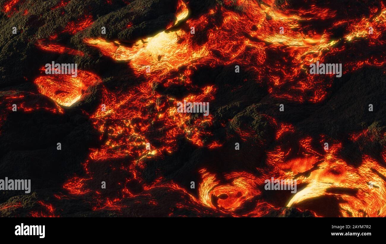 molten lava, magma river close up Stock Photo
