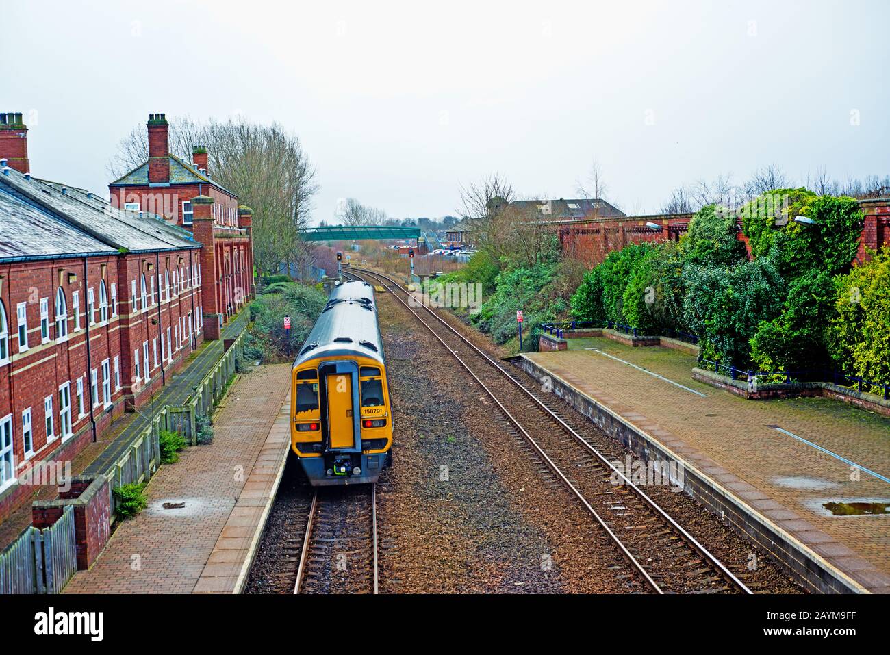 Class 158 Train at Stockton on Tees Station, Cleveland, England Stock Photo