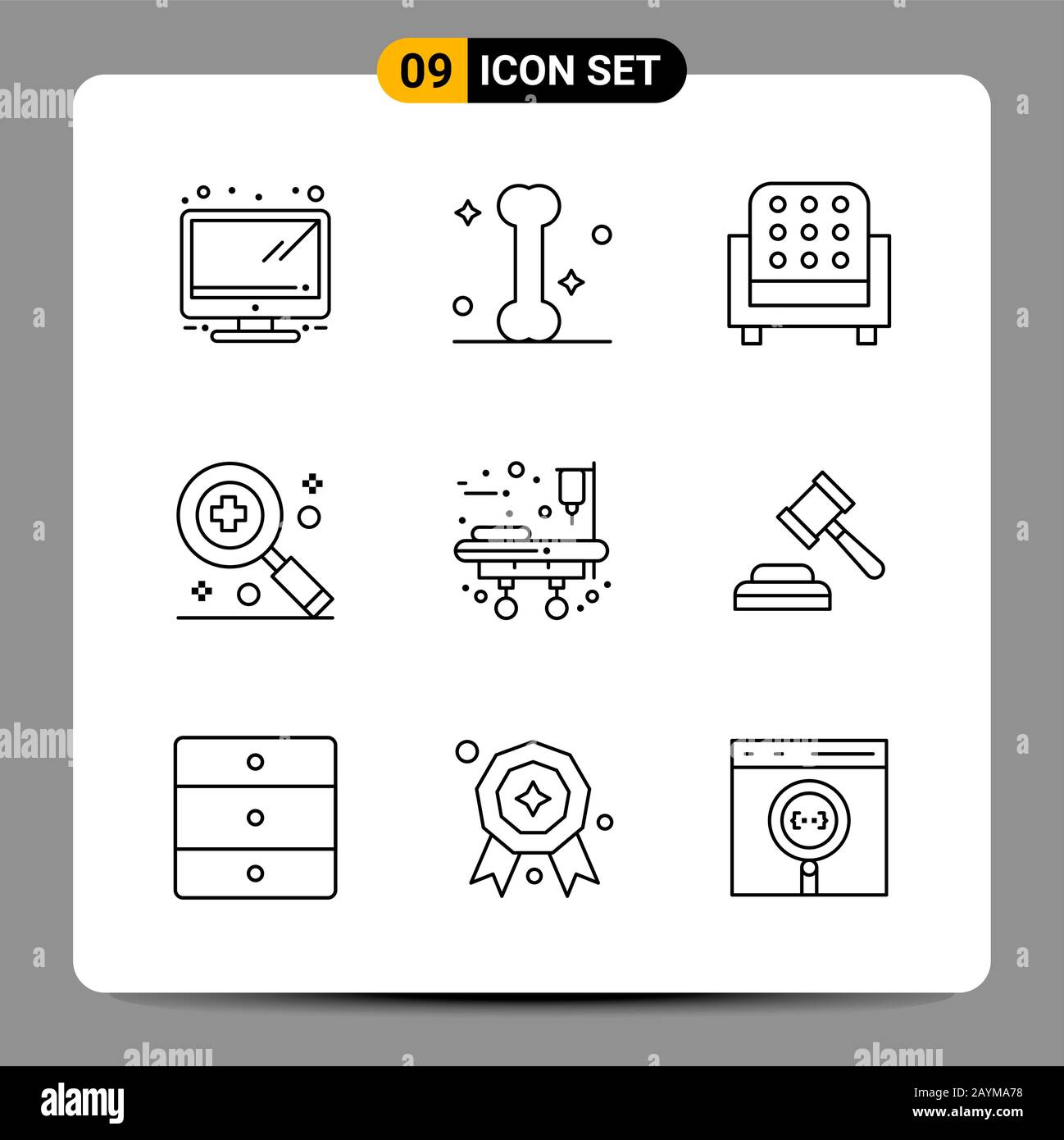 9 Black Icon Pack Outline Symbols Signs for Responsive designs on white ...