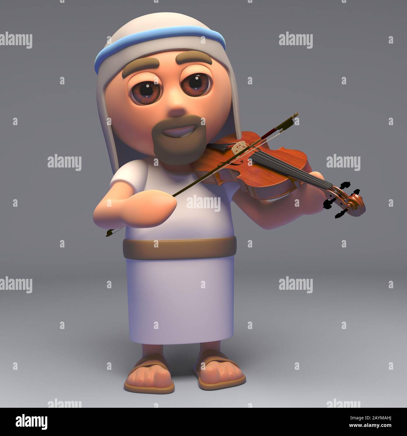 The saviour Jesus Christ son of God playing the violin, 3d illustration
