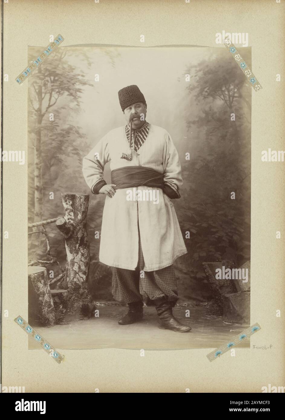 Portrait of an unknown Russian man with fur hat and pipe, anonymous, c. 1890  - c. 1900.jpg - 2AYMCF3 Stock Photo - Alamy